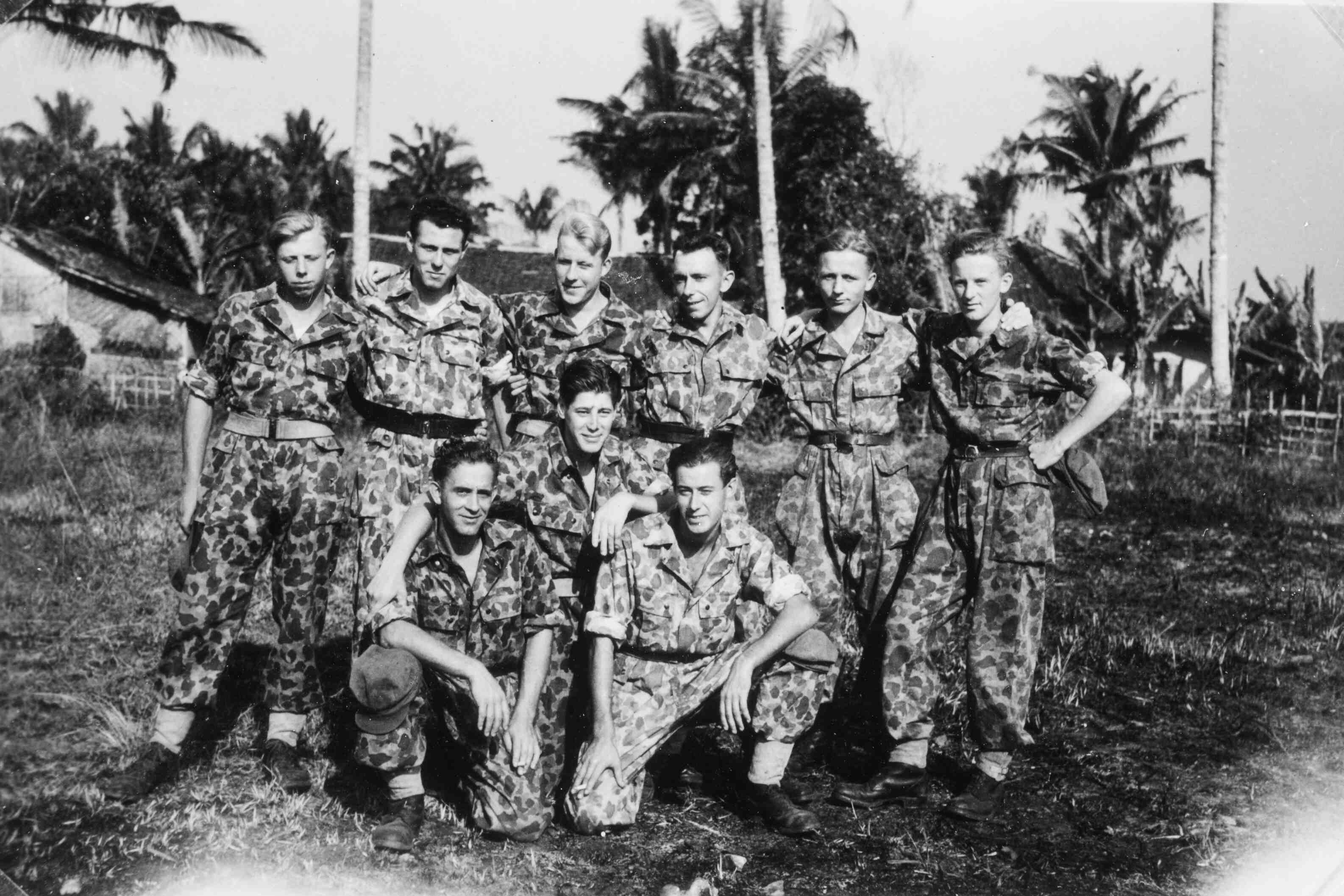 Groepsfoto KNIL militairen, te Java, rond 1946