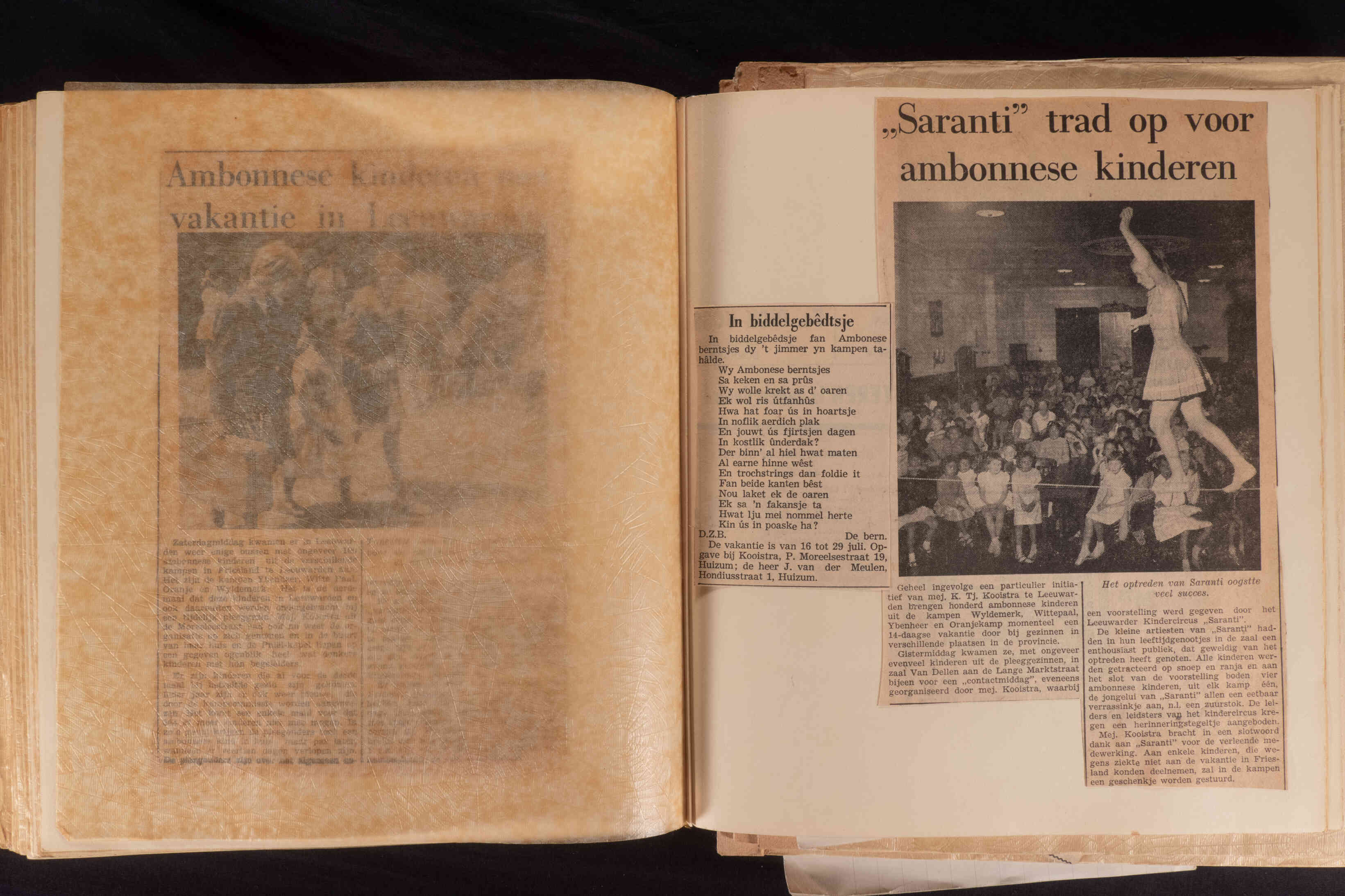 Krantenartikel van kindercircus Saranti