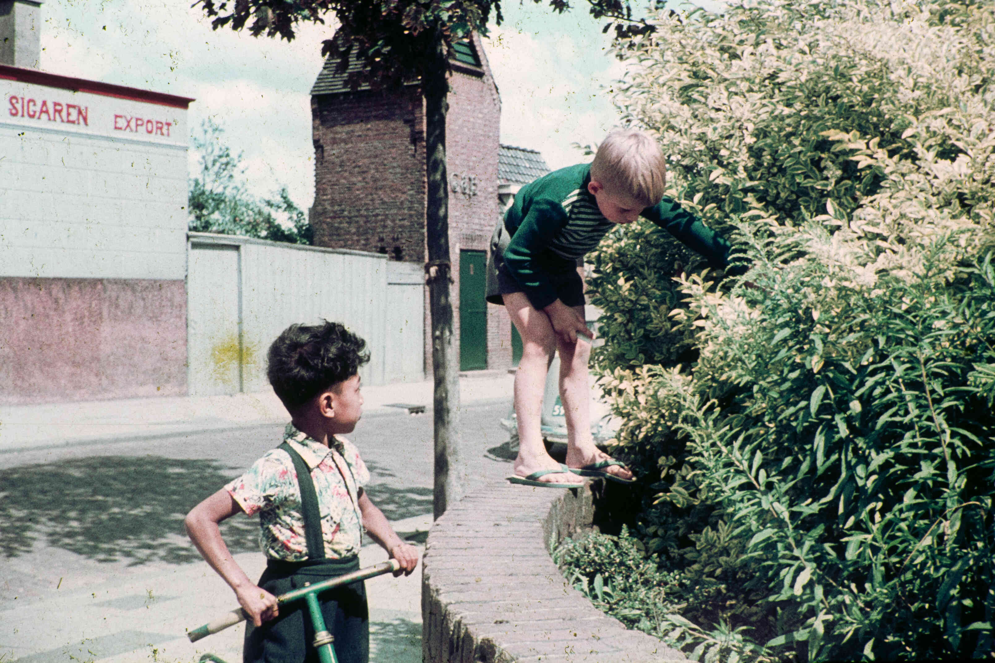 Oude foto van Molukse en Nederlandse kinderen die samen spelen