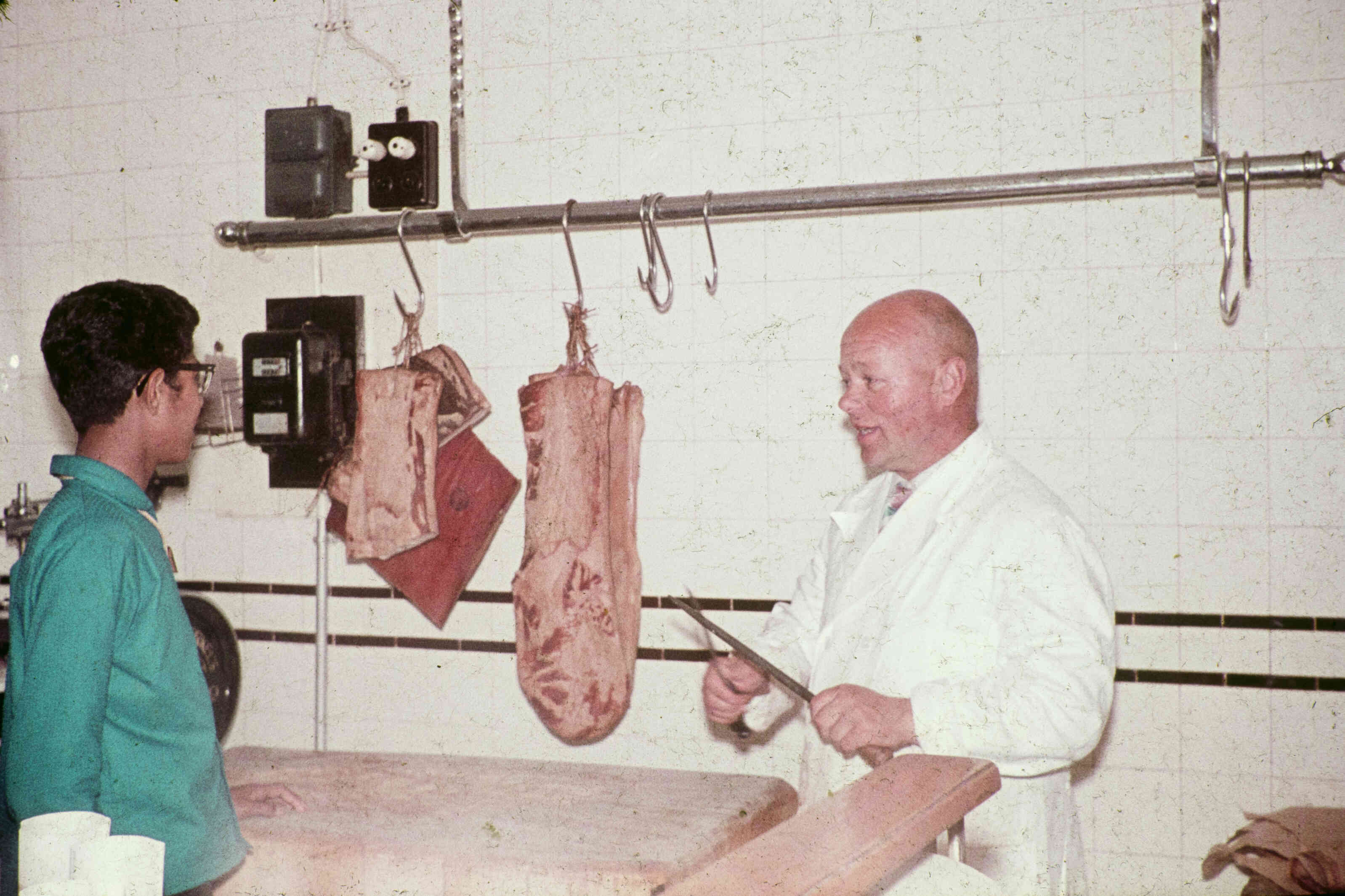 Oude foto van slager